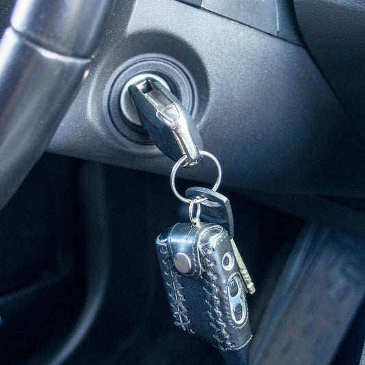 Don't get locked out! Sparky Express offers 24/7 car lockout service in Oshawa, Ontario. (Photo shows locked keys in car)